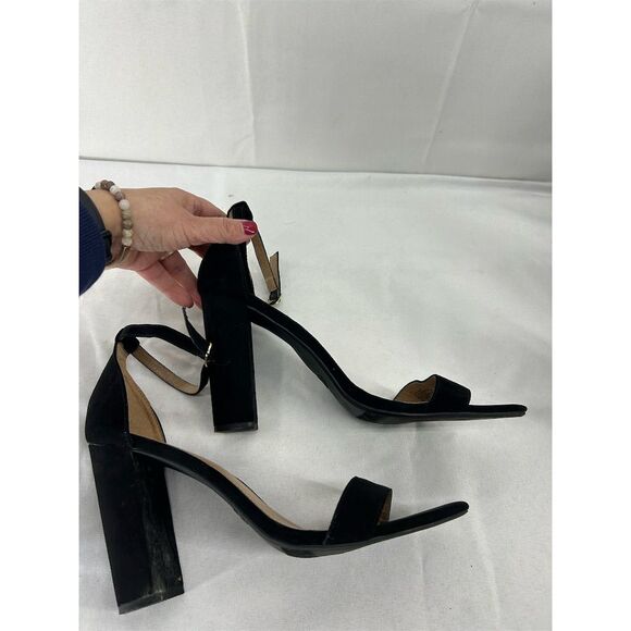 Merona Women's Black Suede Slingback Block Heel Sandals Size 11 - Picture 6 of 7